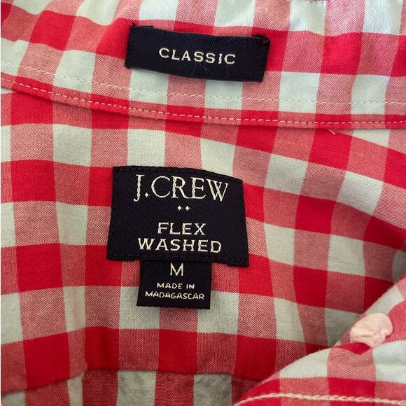 J Crew Mens Cotton Shirt Small Red Gray Buffalo Check Classic Preppy Clean Cut - Picture 2 of 11